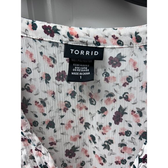 Torrid Women’s White Sheer Hi-Low Surplice Floral Coverup Tunic Plus size 1 - Picture 4 of 8